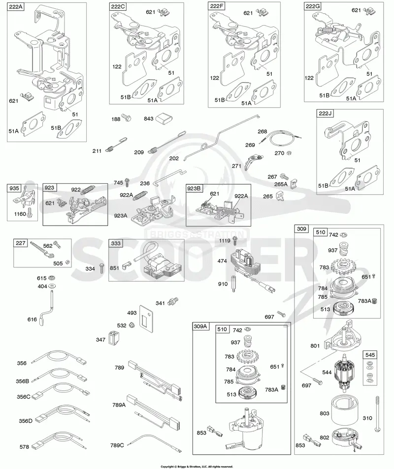 Controls, Electric Starter, Flywheel Brake, Governor Spring, Ignition