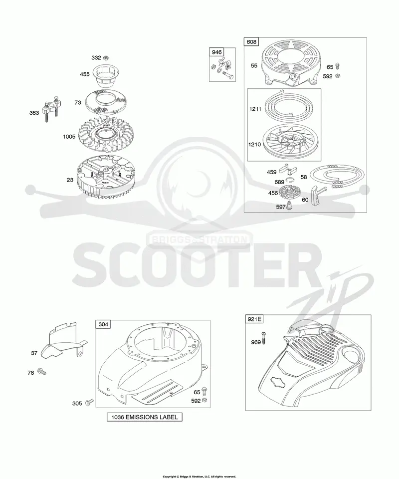 Blower Housing/Shrouds, Flywheel, Rewind Starter