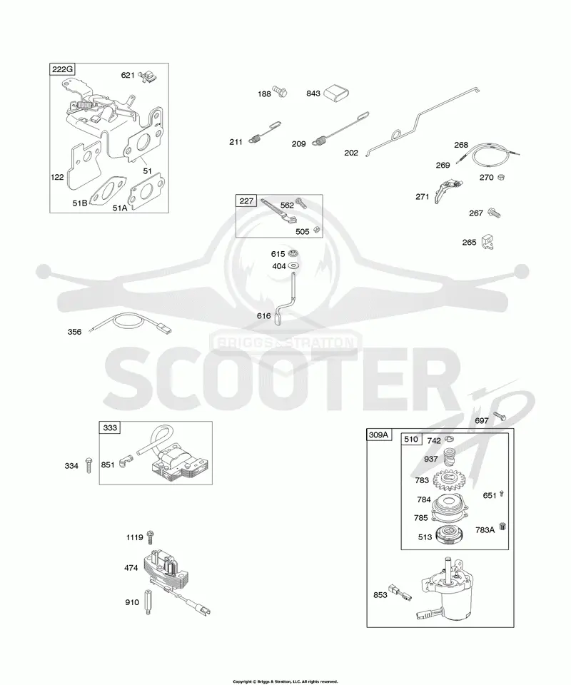 Controls, Electric Starter, Governor Spring, Ignition