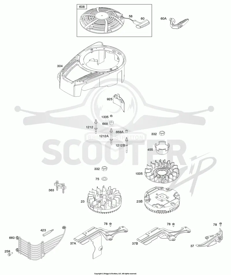 Blower Housing, Cover/Guards, Flywheel, Rewind Starter