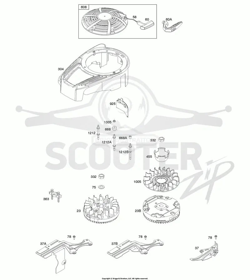 Blower Housing, Cover/Guards, Flywheel, Rewind Starter