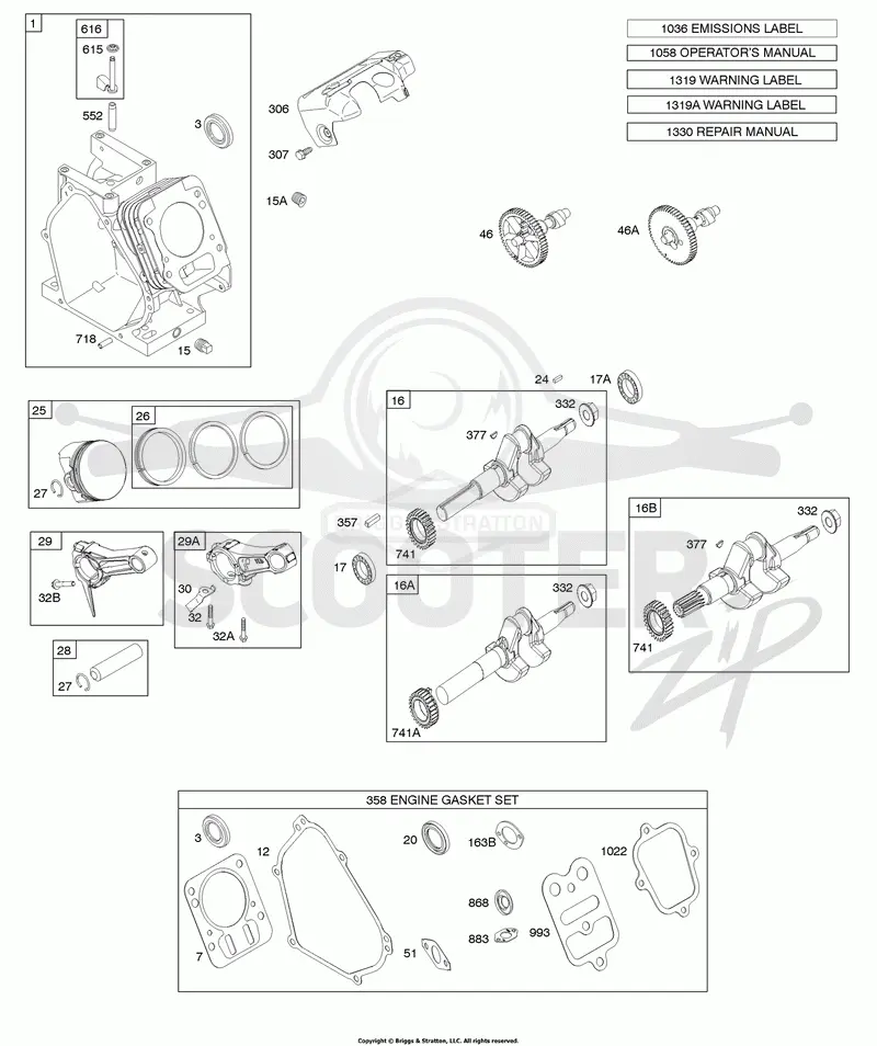 Camshaft, Crankshaft, Cylinder, Piston Group