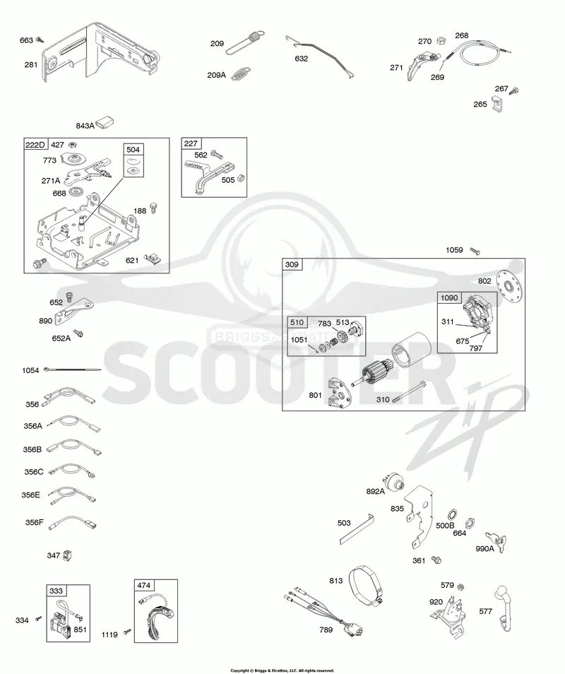 Controls, Electric Starter, Governor Spring, Ignition