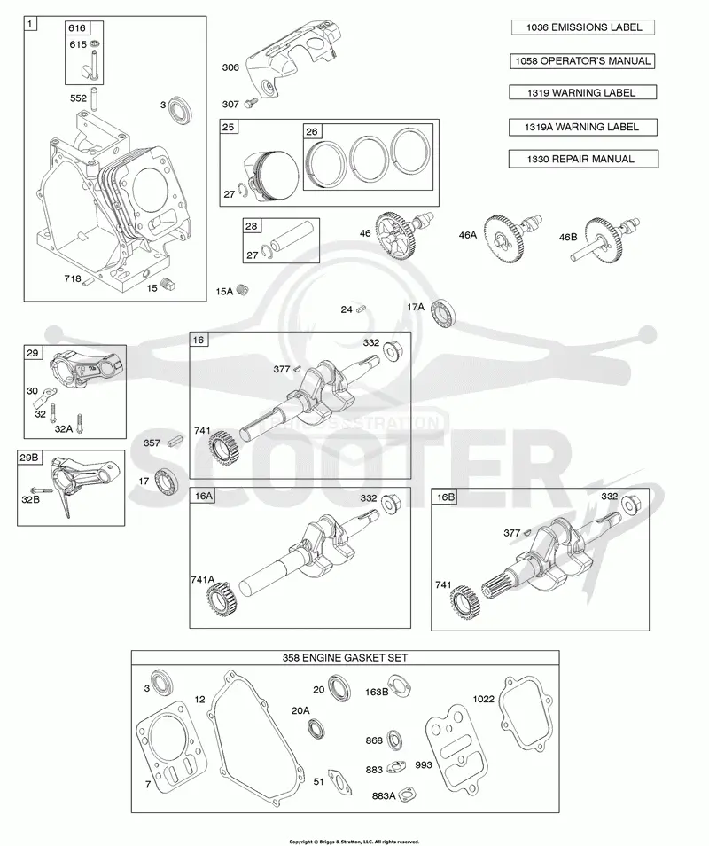 Camshaft, Crankshaft, Cylinder, Piston Group