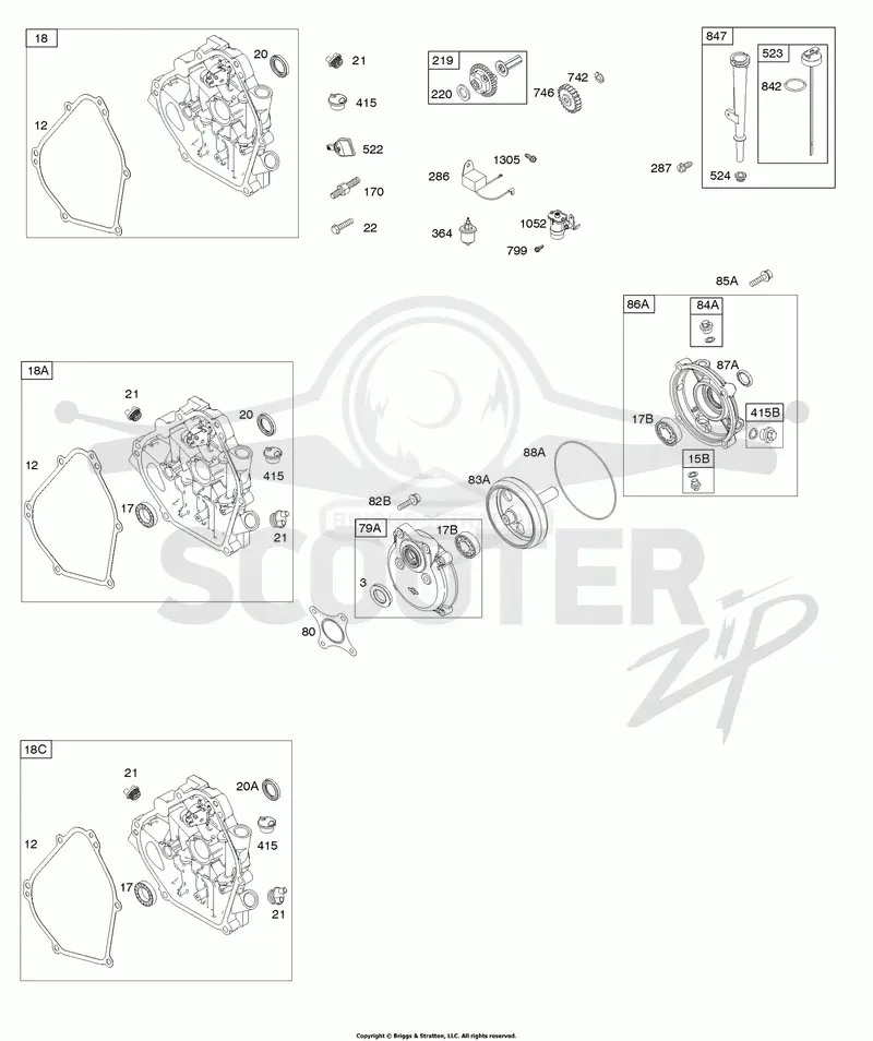 Crankcase Cover, Gear Reduction, Lubrication