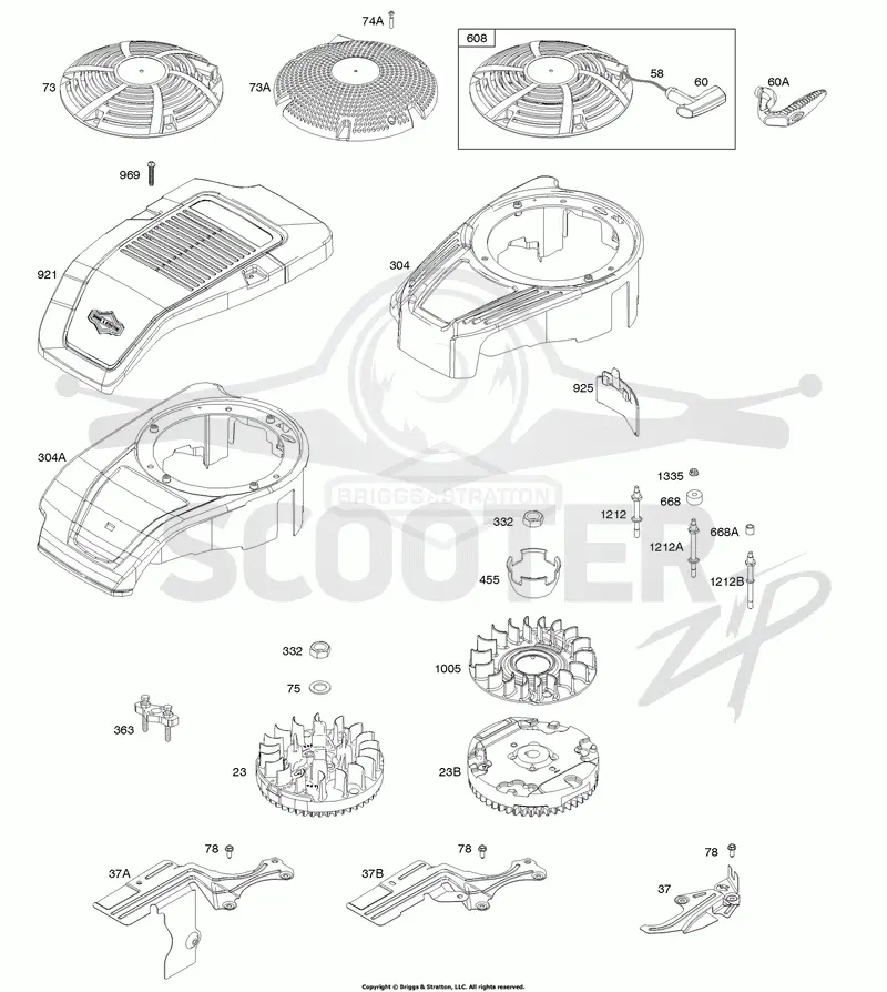 Blower Housing, Cover/Guards, Flywheel, Rewind Starter