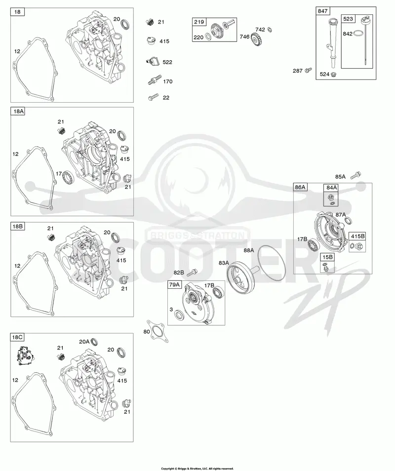 Crankcase Cover, Gear Reduction, Lubrication