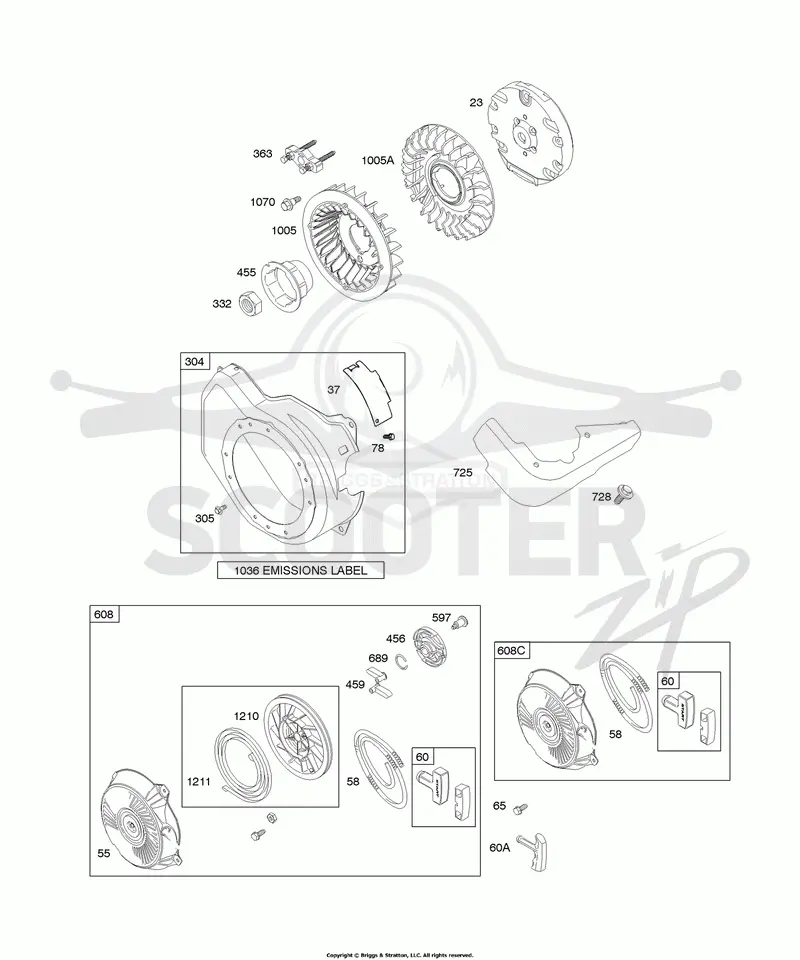 Blower Housing/Shrouds, Flywheel, Rewind Starter