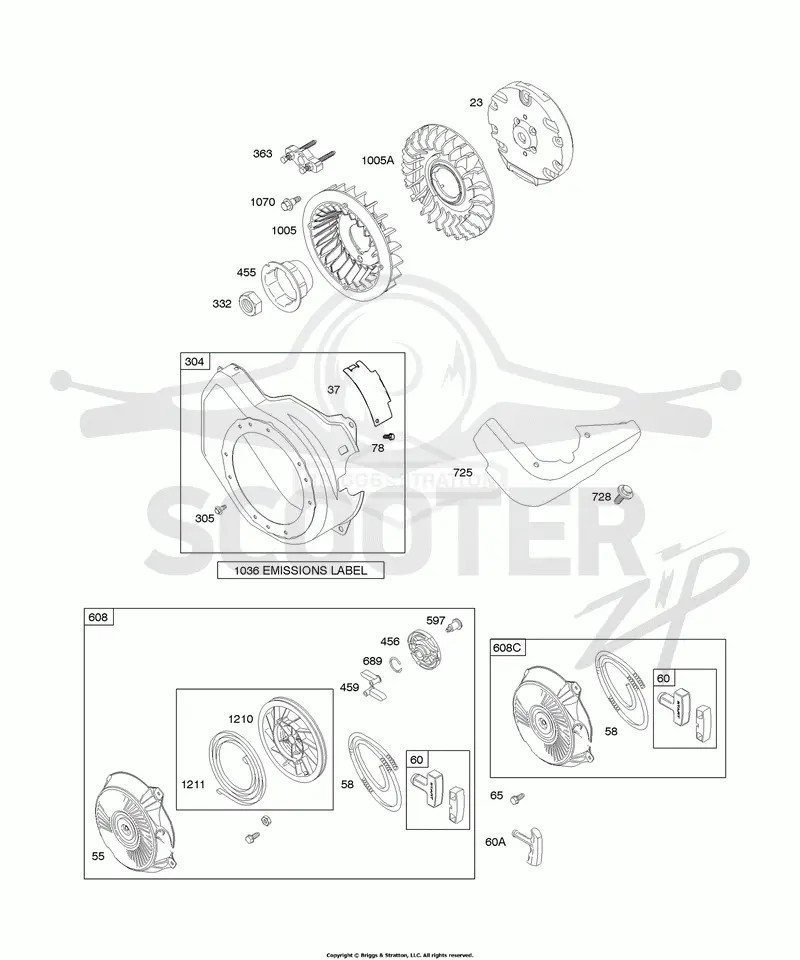 Blower Housing/Shrouds, Flywheel, Rewind Starter