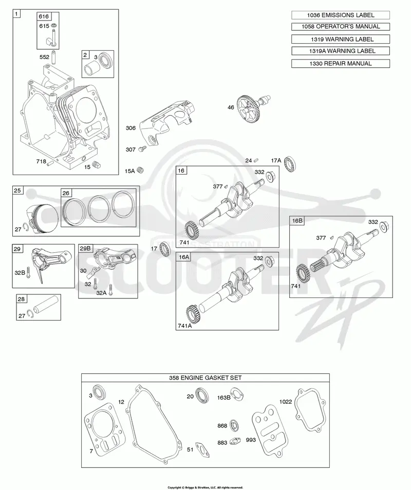 Camshaft, Crankshaft, Cylinder, Piston Group