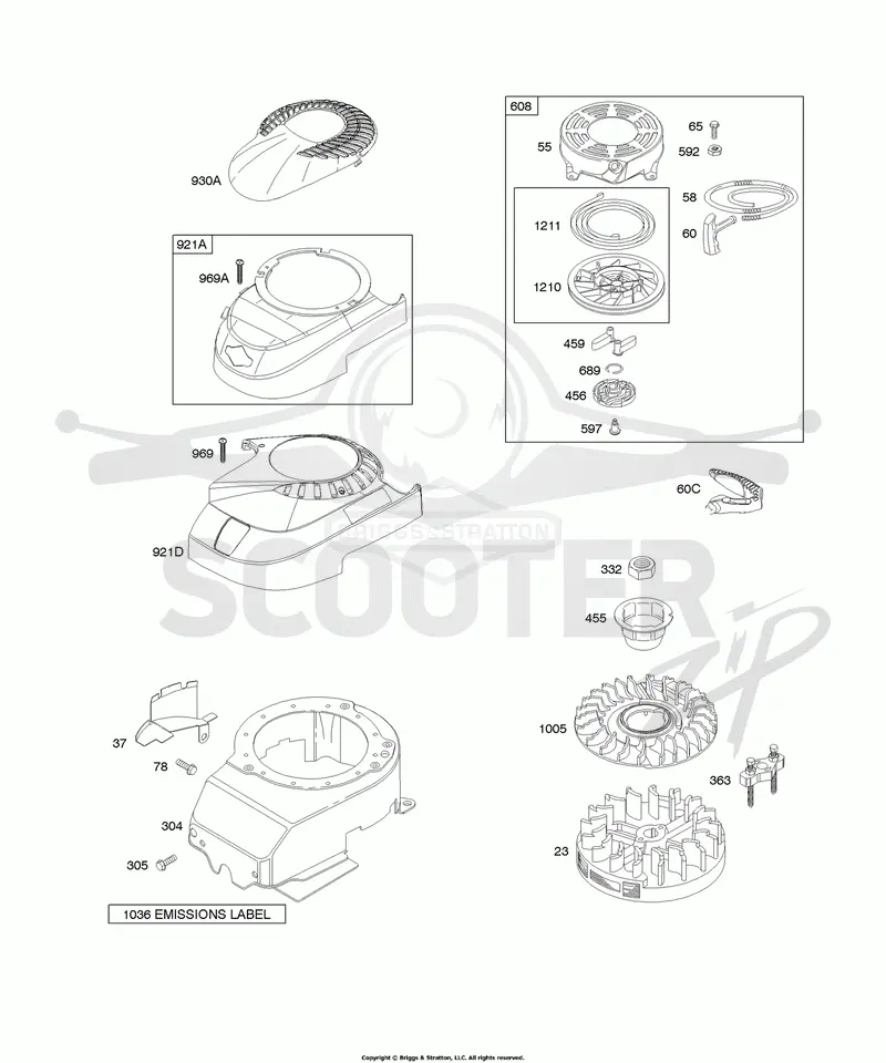 Blower Housing, Flywheel, Rewinds