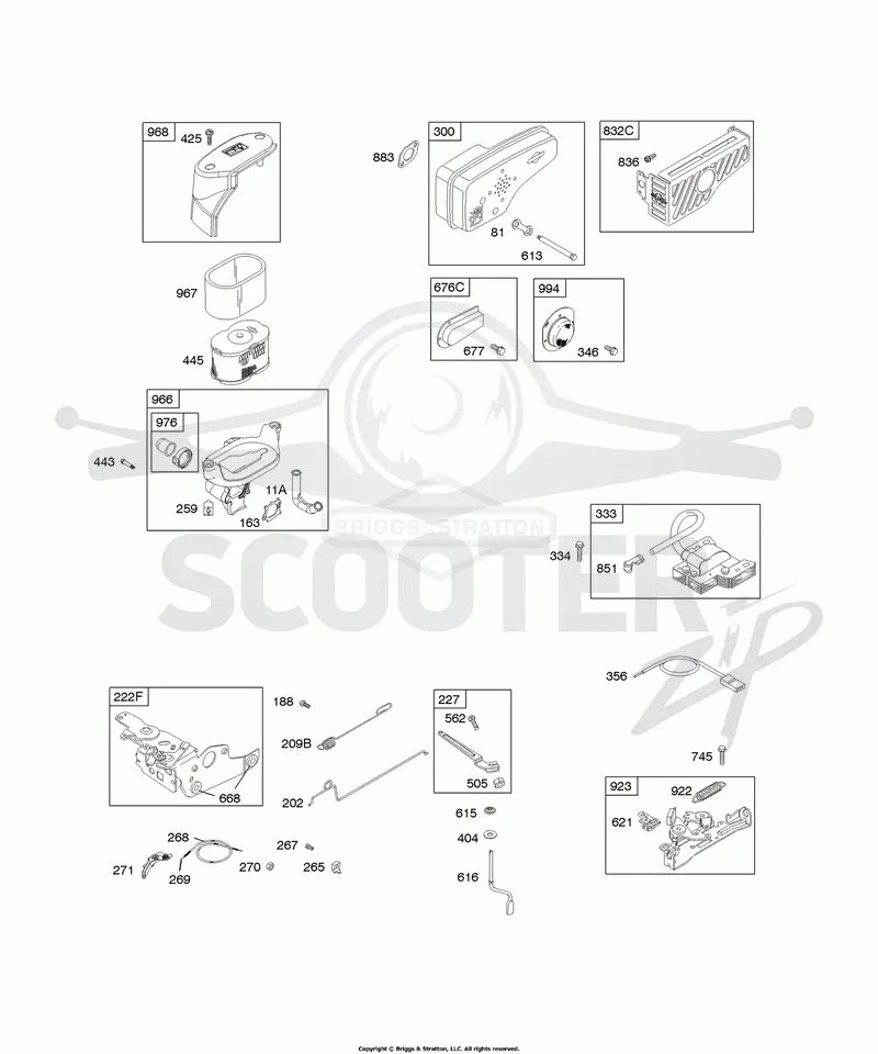 Air Cleaner, Brake, Controls, Electrical, Governor Spring, Ignition, Muffler