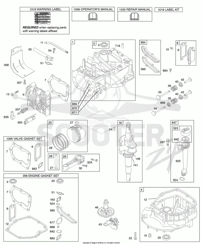 Cams, Crankshaft, Cylinder, Engine Sump, Kit/Gaskets, Lubrication, Piston Group, Valves