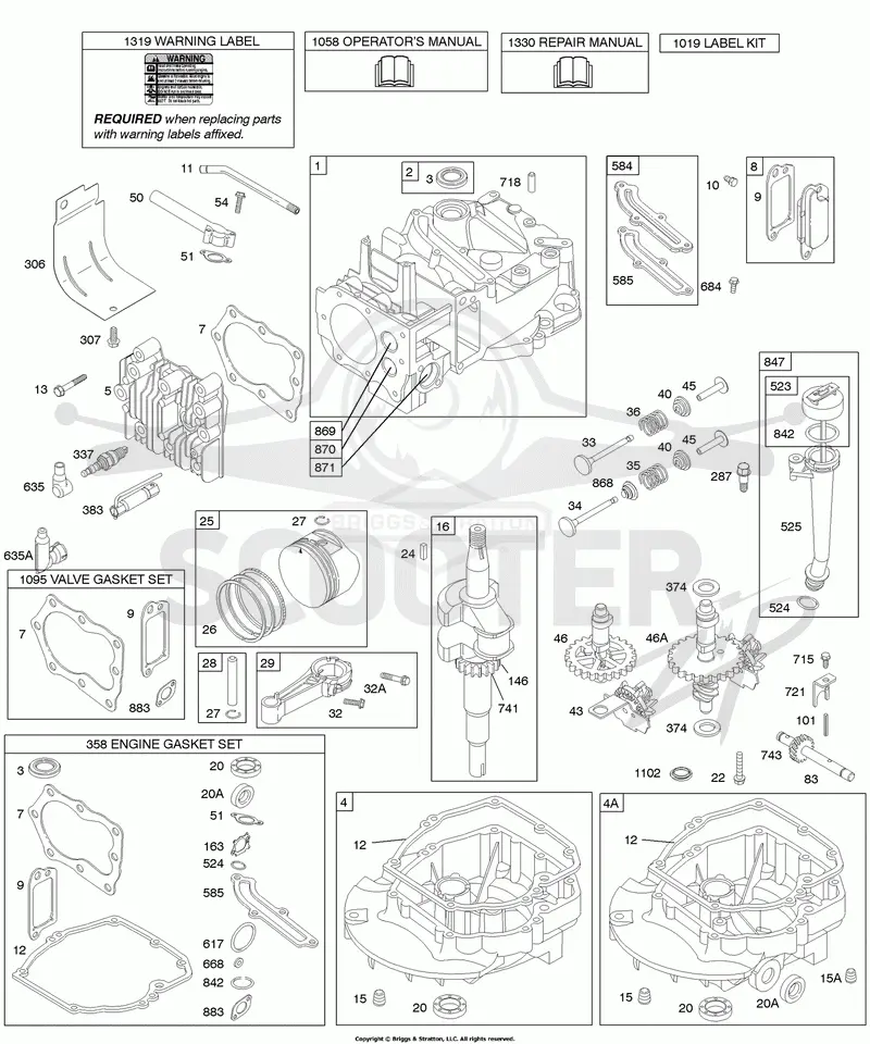 Cams, Crankshaft, Cylinder, Engine Sump, Kit/Gaskets, Lubrication, Piston Group, Valves