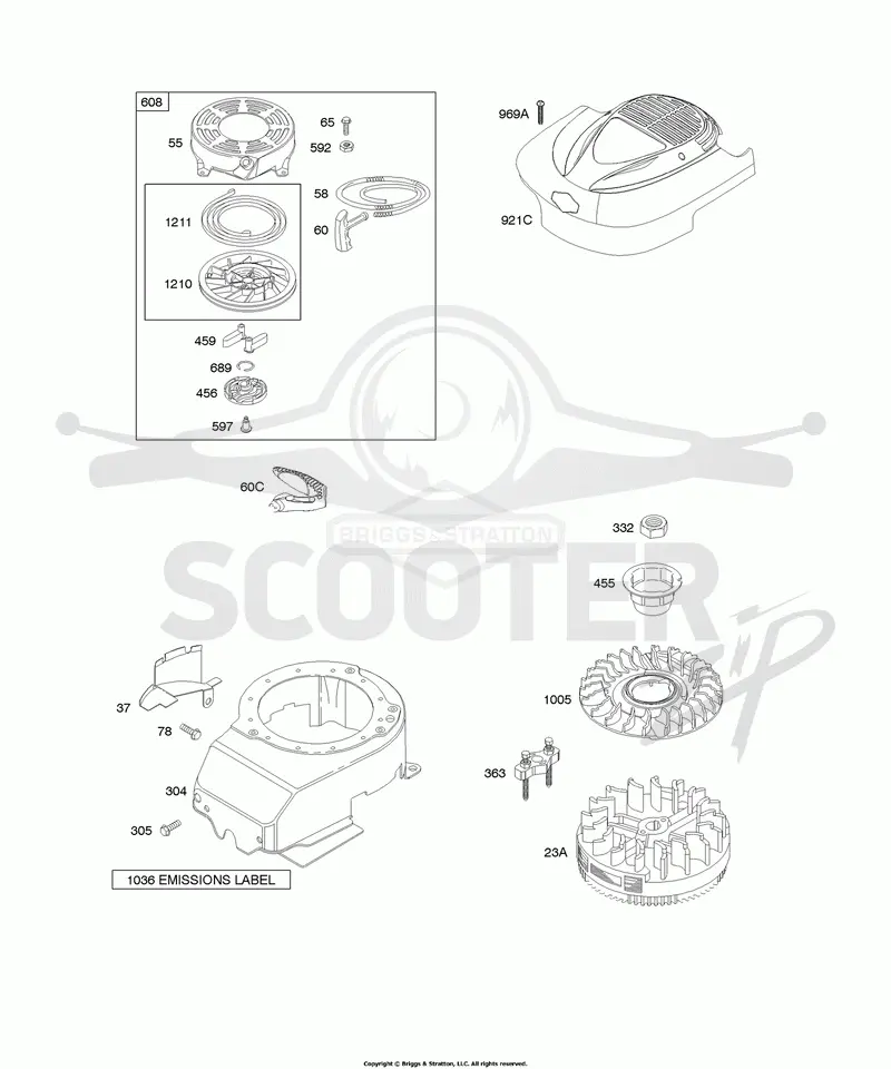 Blower Housing/Shrouds, Flywheel, Rewind Starter