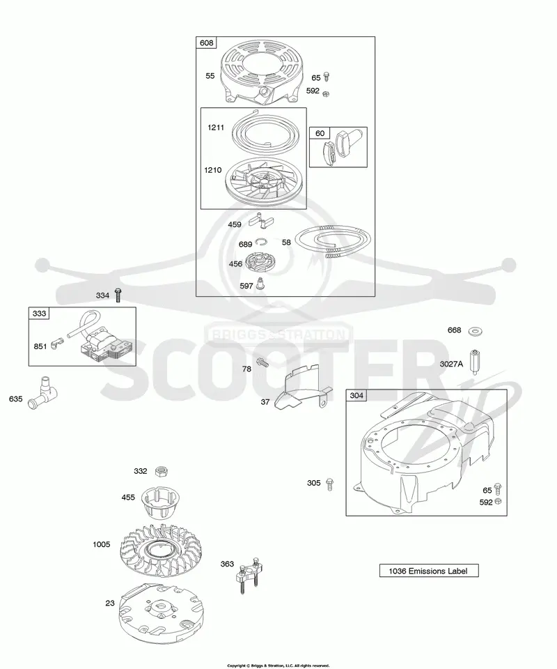 Rewind, Ignition, Flywheel, Blower Housing