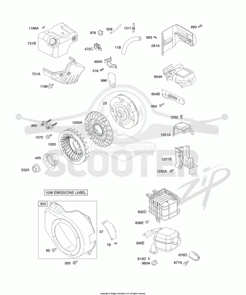 Blower Housing/Shrouds, Exhaust System, Flywheel
