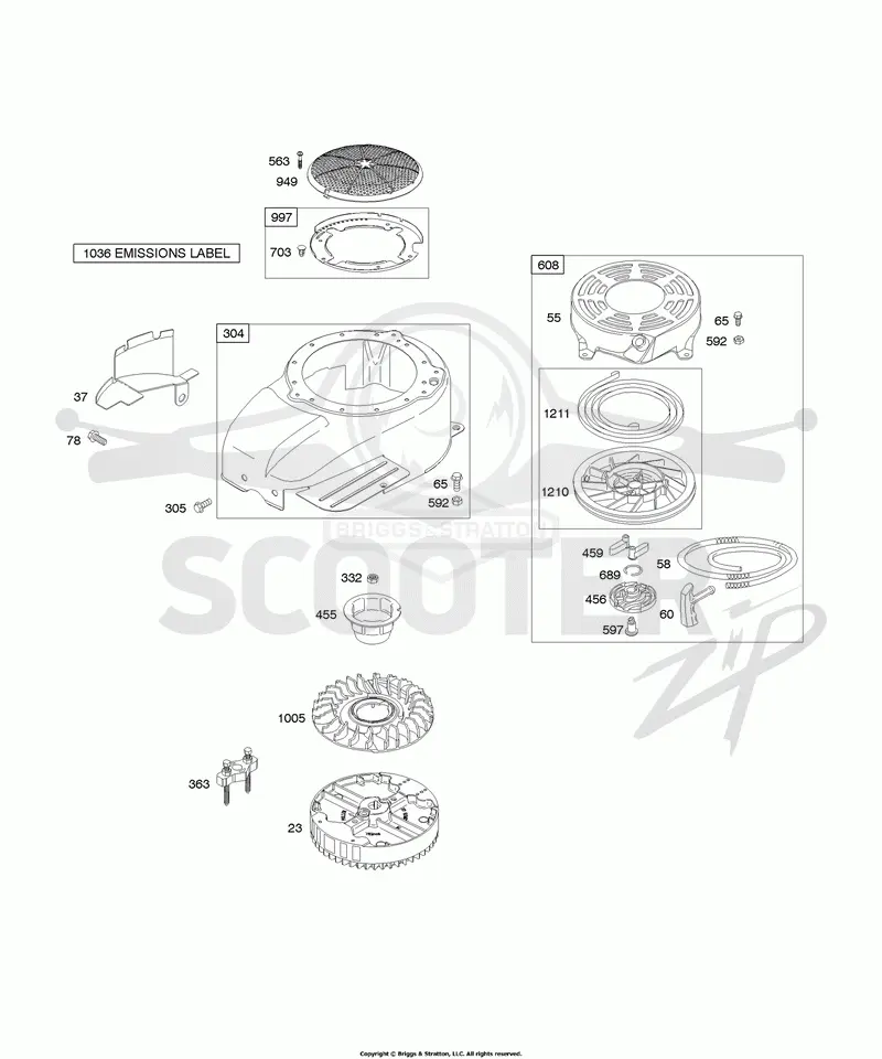 Blower Housing/Shrouds, Flywheel, Rewind Starter