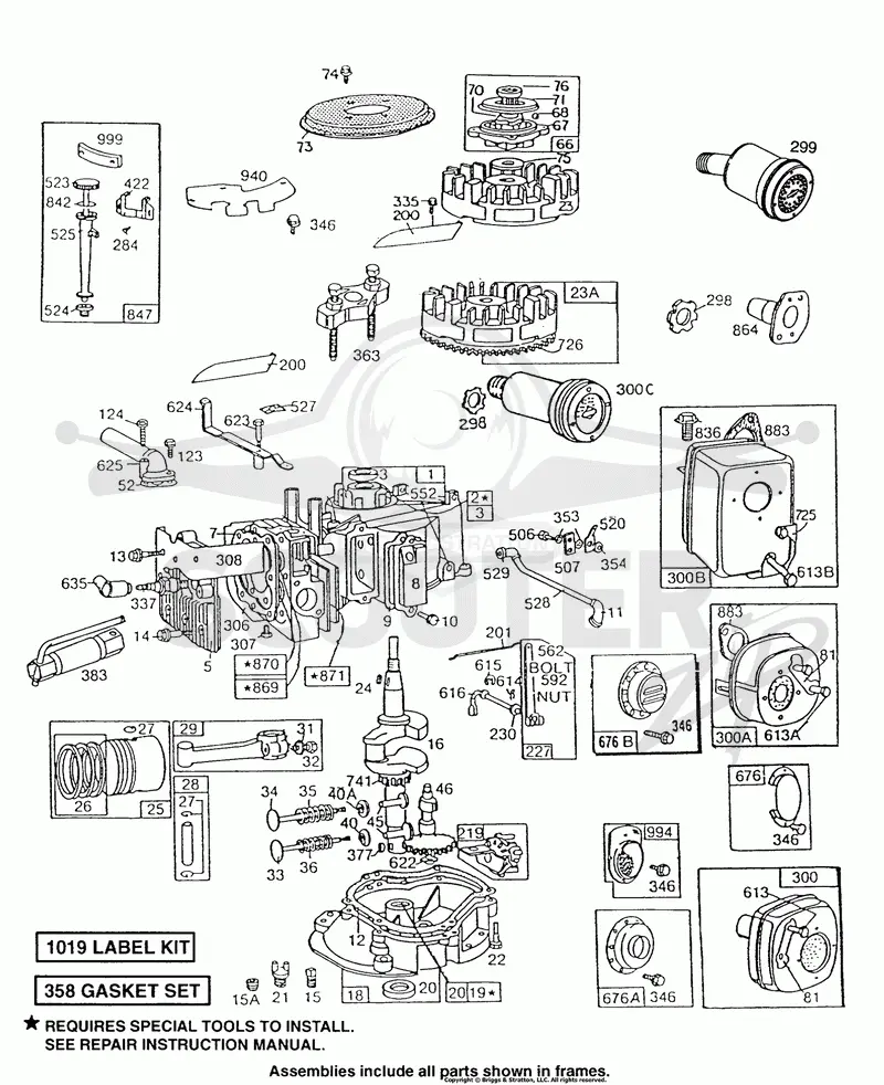 Cyl, Sump, Piston, Mufflers
