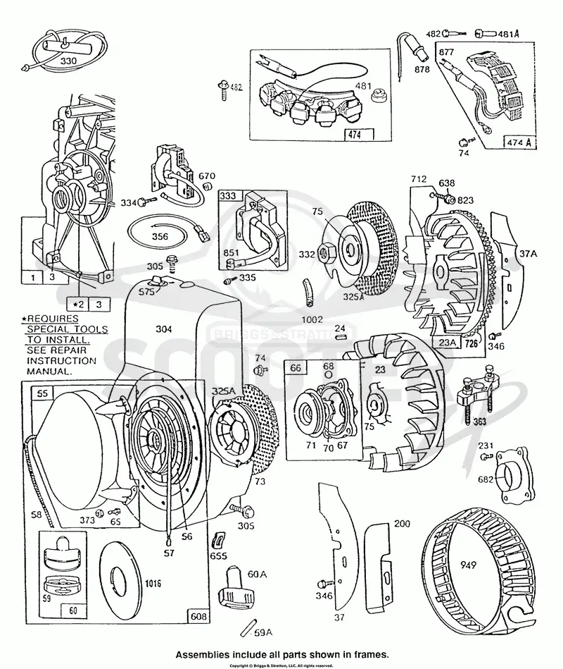 Blower Hsg,Flywheels,Rewinds