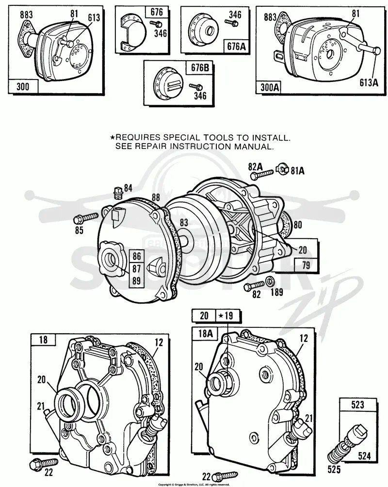 Mufflers,Gear Case,Crankcase