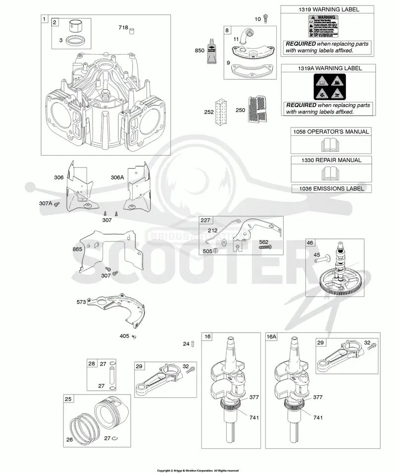 Cylinder, Crankshaft, Camshaft, Air Guides