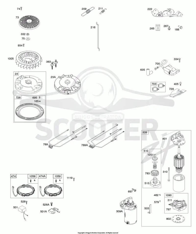 Flywheel, Controls, Wire Harness, Alternator, Starter