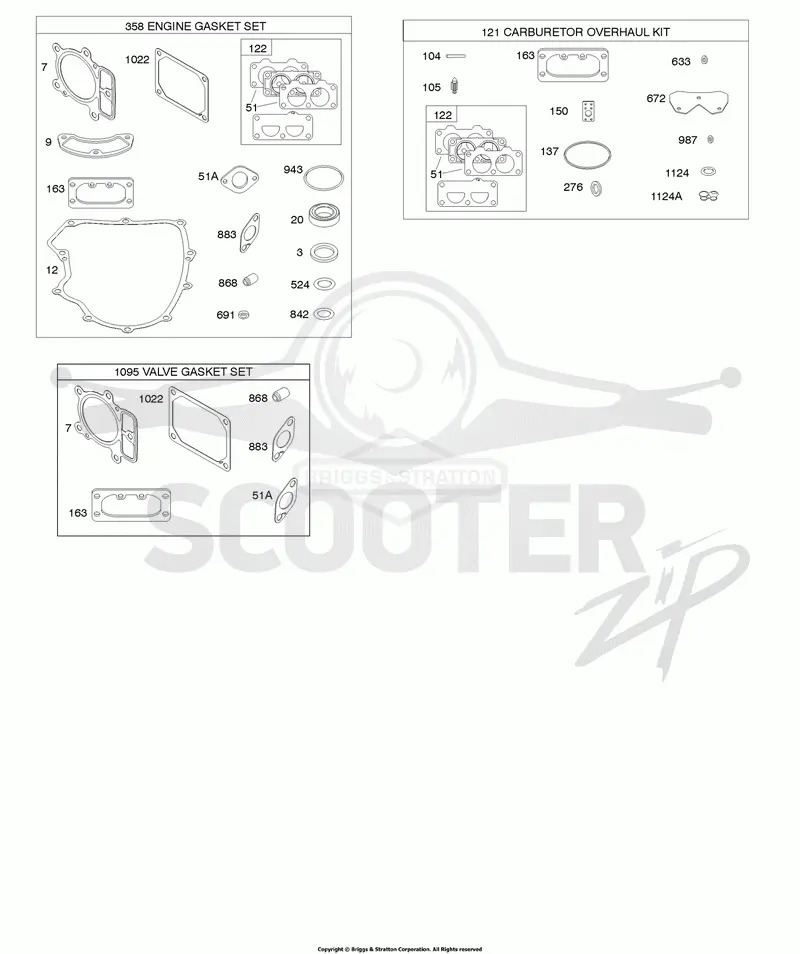 Engine/Valve Gasket Set, Carburetor Overhaul Kit