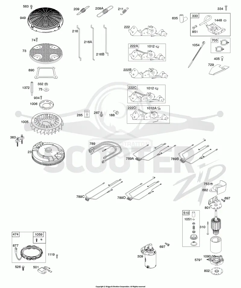 Flywheel, Controls, Wire Harness, Alternator, Starter