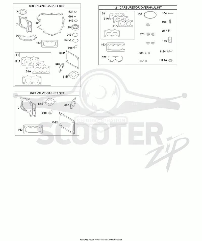 Engine/Valve Gasket Set, Carburetor Overhaul Kit