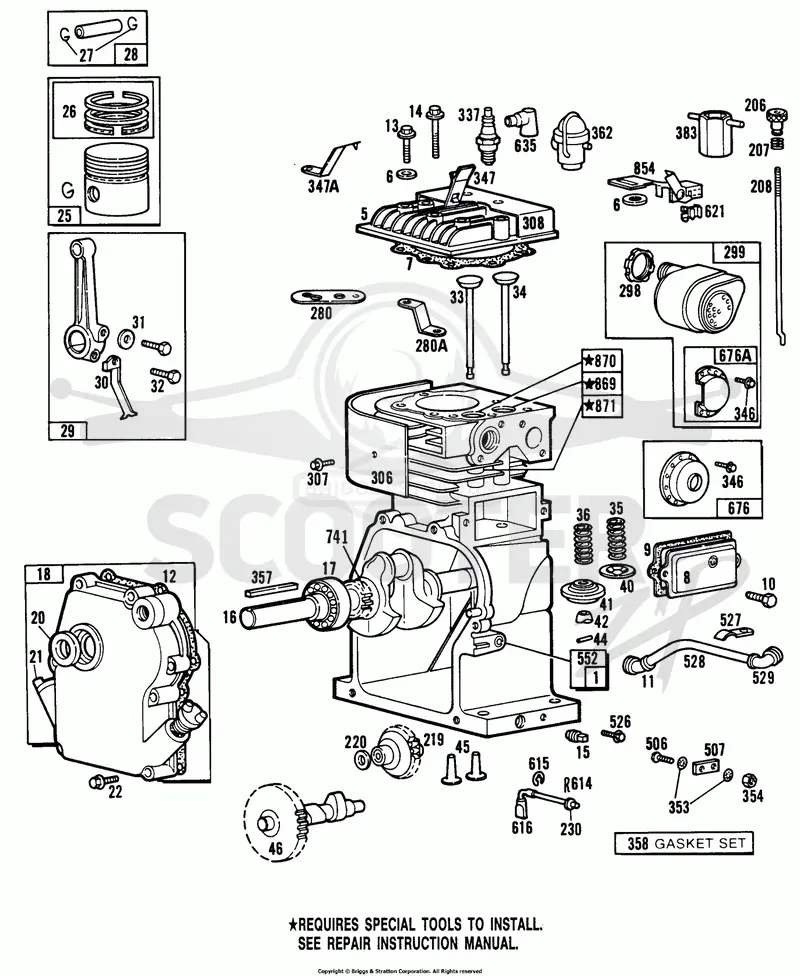 Cylinder, Piston, Mufflers
