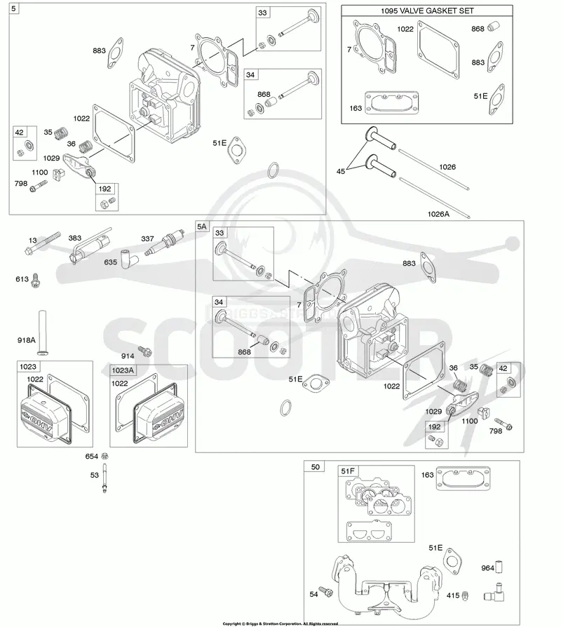 Cylinder Head, Exhaust System, Gasket Set-Valve, Valves