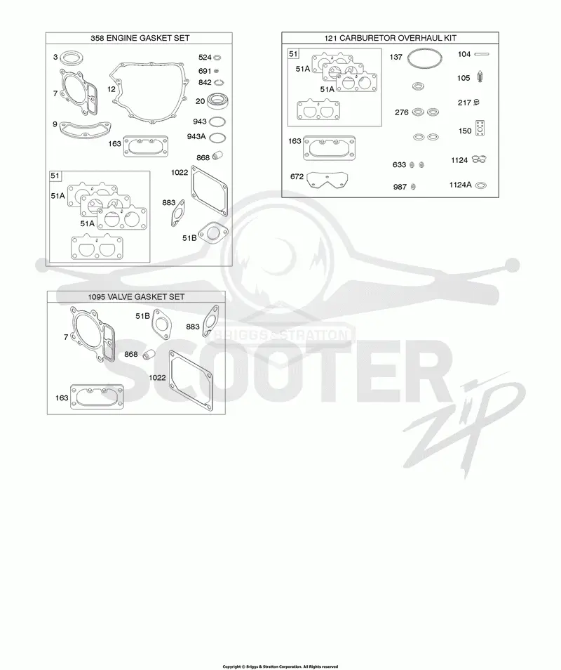 Engine/Valve Gasket Set, Carburetor Overhaul Kit