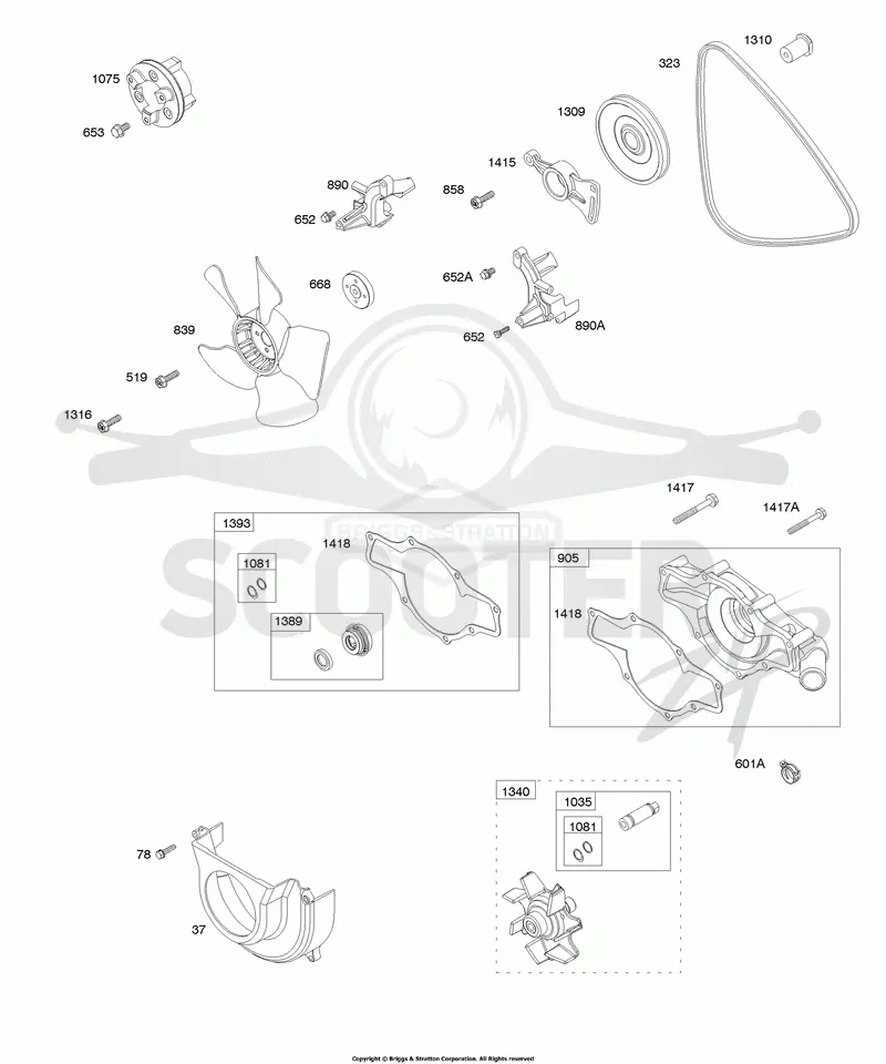 Radiator Fan, Impeller, V-Belt, Water Pump Case