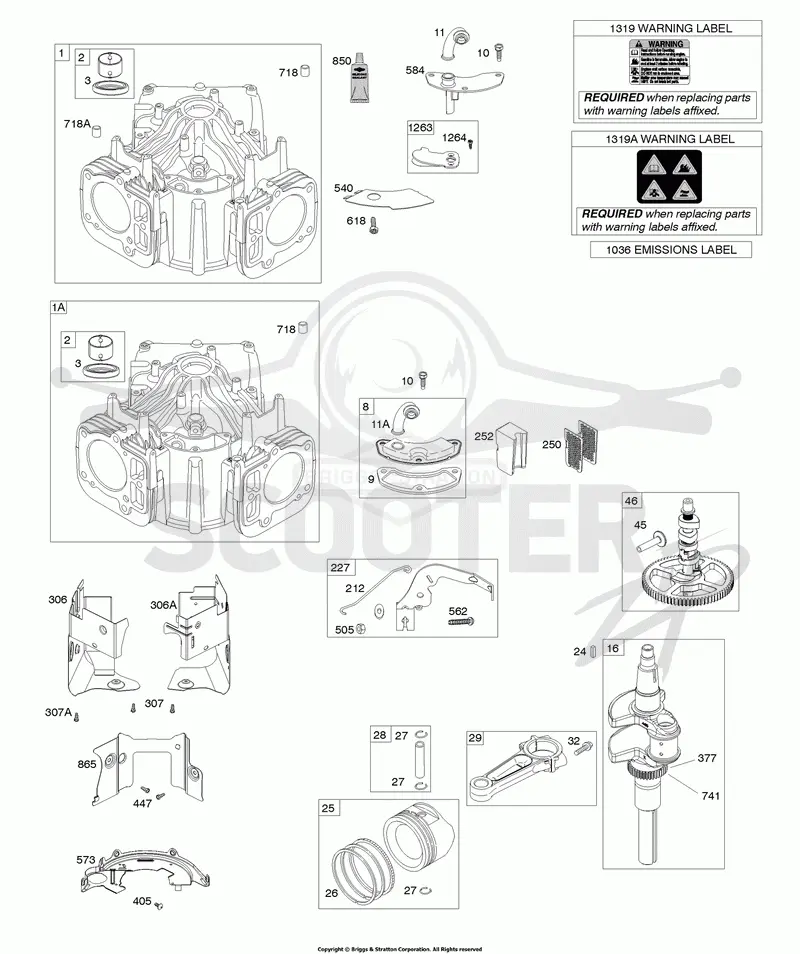Cylinder, Crankshaft, Camshaft, Air Guides