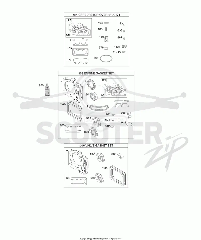 Engine/Valve Gasket Set, Carburetor Overhaul Kit