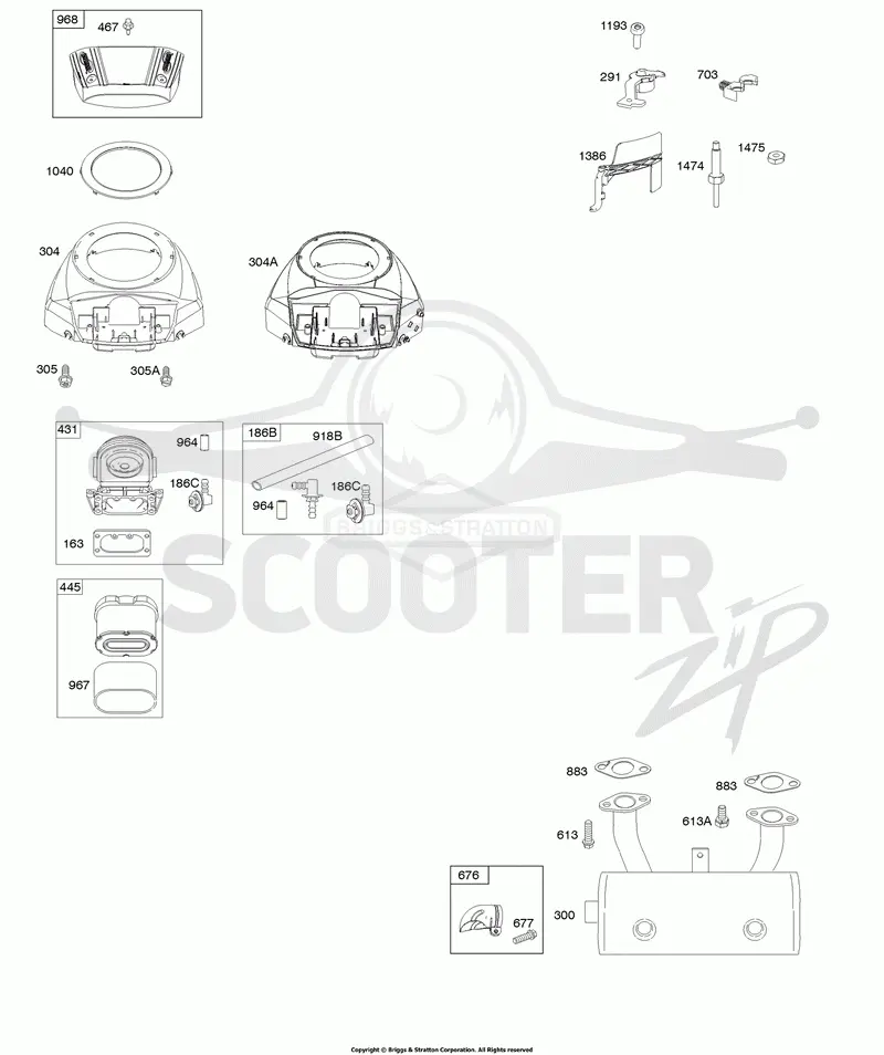 Blower Housing, Air Cleaner, Muffler