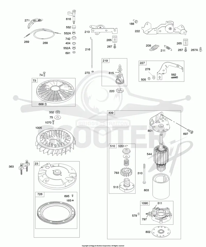 Controls, Electric Starter, Flywheel