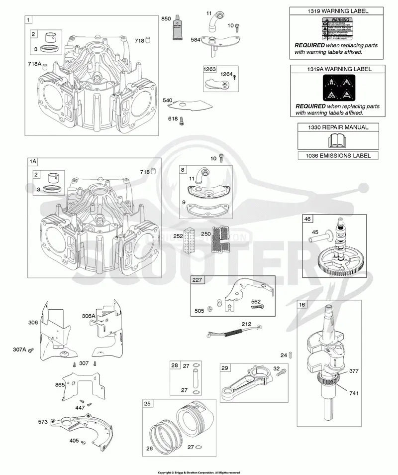 Cylinder, Crankshaft, Camshaft, Air Guides