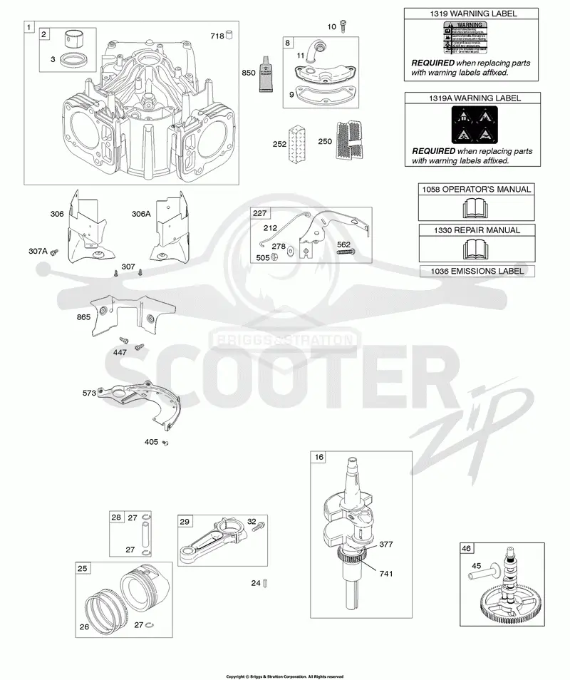 Camshaft, Crankshaft, Cylinder, Piston, Rings, Connecting Rod