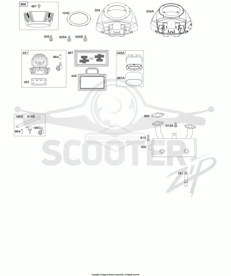 Blower Housing, Air Cleaner, Muffler