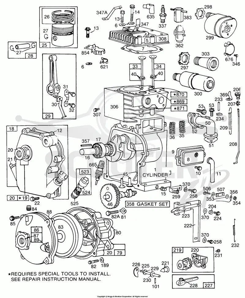 Cylinder,Crankcase,Gear Case