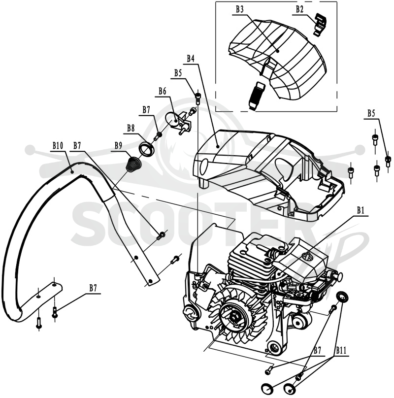 2. Двигатель, крышка двигателя