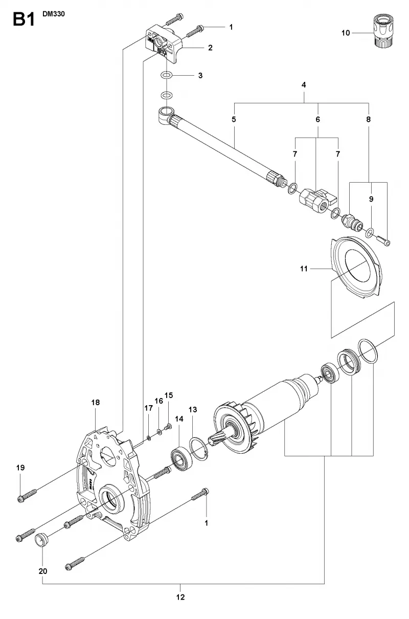 Rotor and hose assy