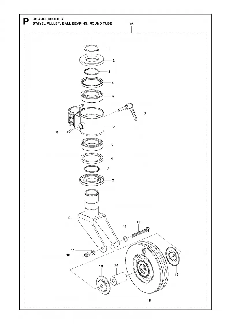 Swivel pulley & ball bearing & round tube