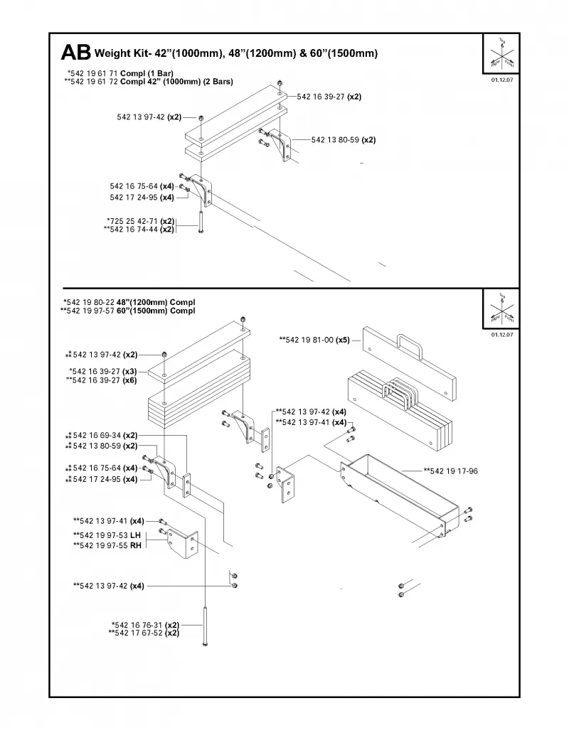 Weight kit- 42”, 48” & 60”