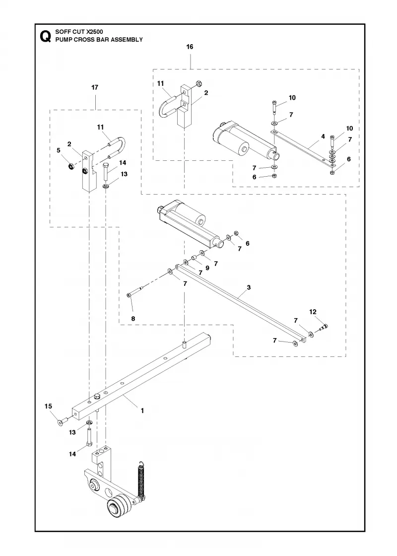 Pump cross bar assembly