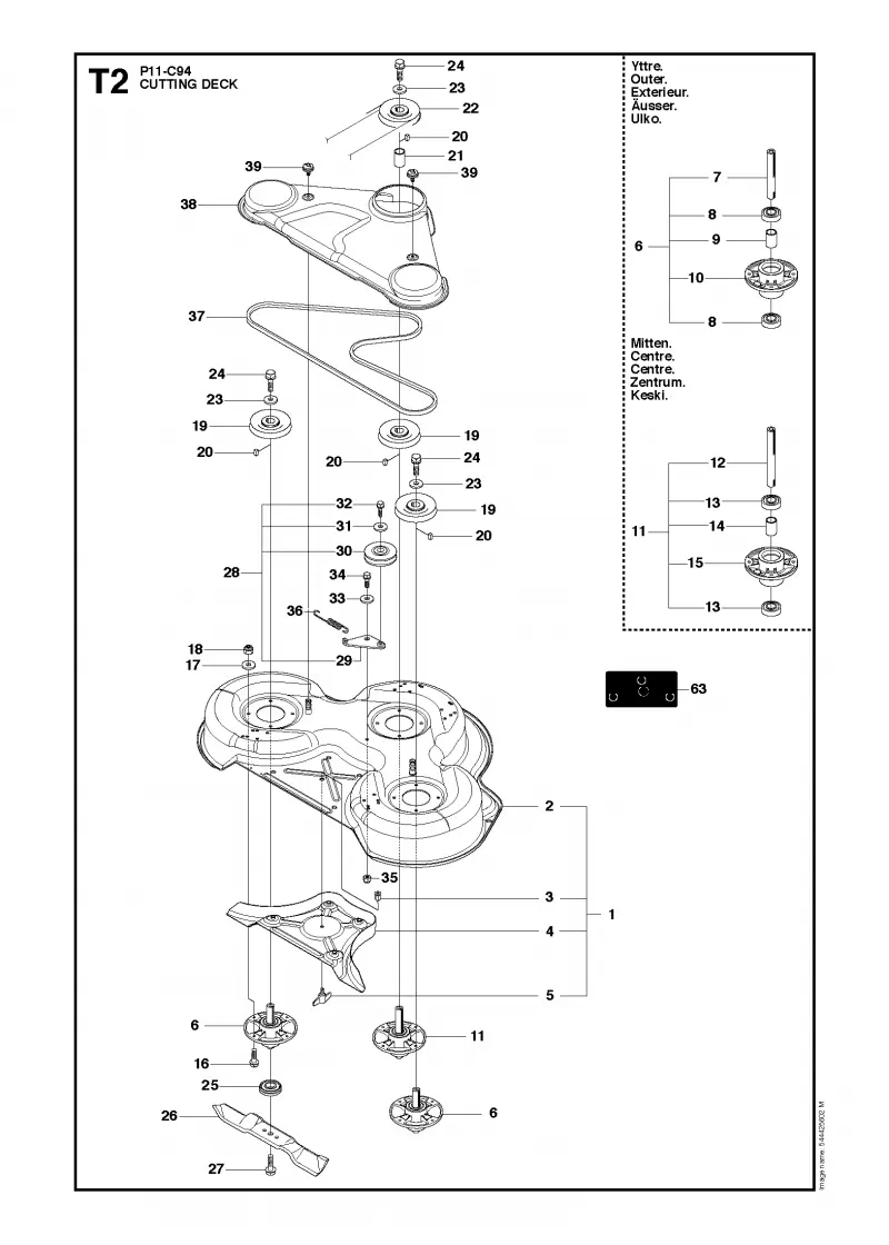 9668688-01, 2011-03. Дека косилки / режущая дека B