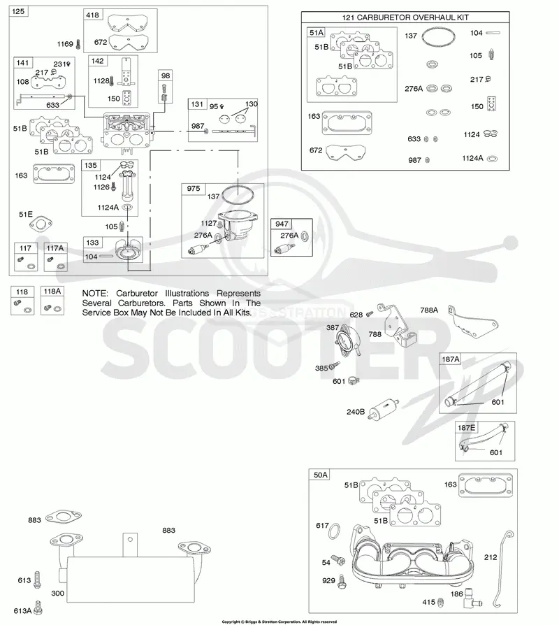 Carburetor, Exhaust System, Fuel Supply, Intake Manifold, Kit-Carburetor Overhaul