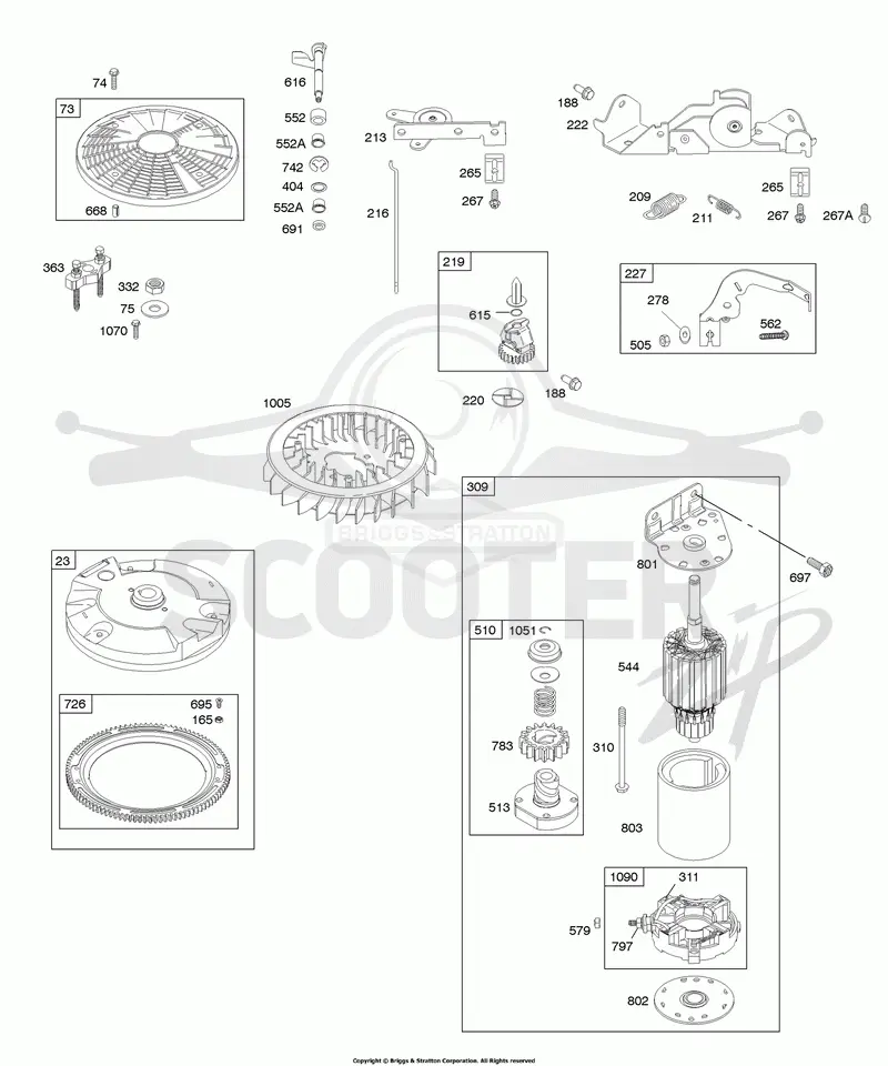 Controls, Electric Starter, Flywheel